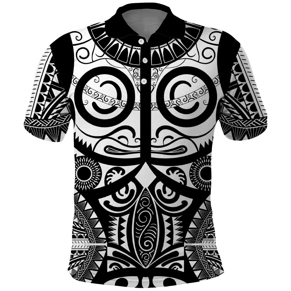 Marquesas Islands Polo Shirt Marquesan Tattoo Black White Color - Polynesian Pride