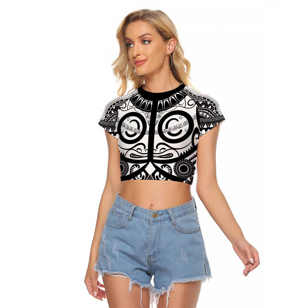 Marquesas Islands Raglan Cropped T Shirt Marquesan Tattoo Black White Color - Polynesian Pride