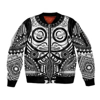 Marquesas Islands Sleeve Zip Bomber Jacket Marquesan Tattoo Black White Color - Polynesian Pride