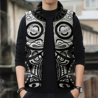 Marquesas Islands Sleeveless Puffer Jacket Marquesan Tattoo Black White Color - Polynesian Pride