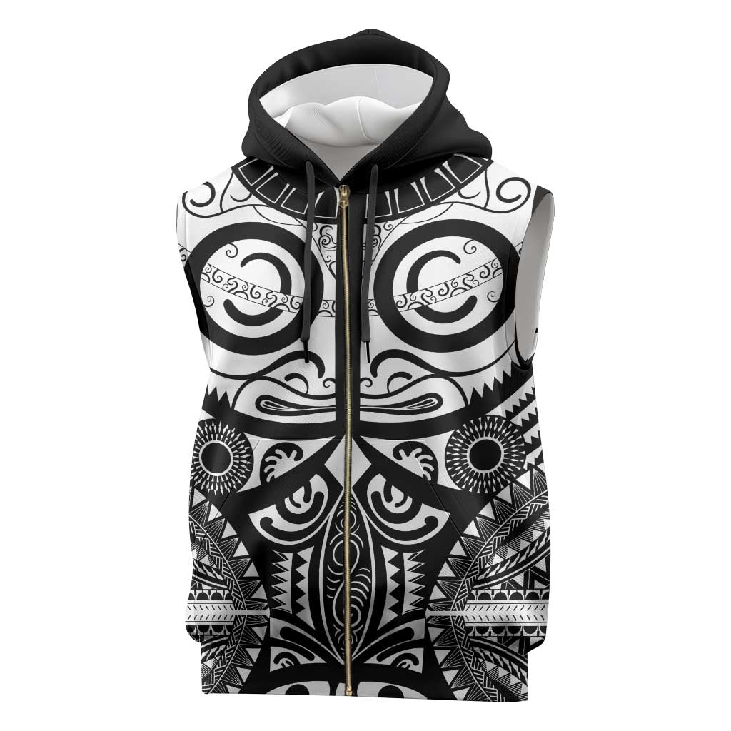 Marquesas Islands Sleeveless Zip Hoodie Marquesan Tattoo Black White Color - Polynesian Pride