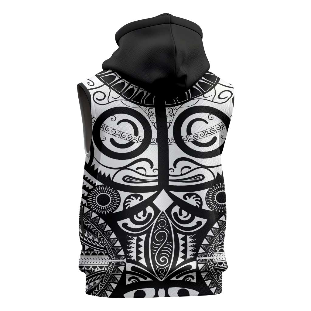 Marquesas Islands Sleeveless Zip Hoodie Marquesan Tattoo Black White Color - Polynesian Pride