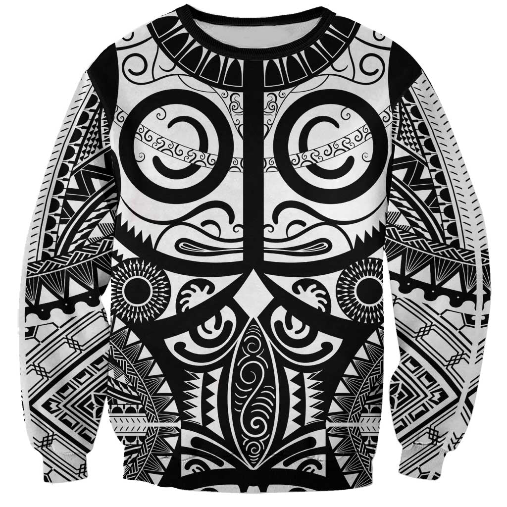 Marquesas Islands Sweatshirt Marquesan Tattoo Black White Color - Polynesian Pride