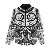 Marquesas Islands Women Casual Shirt Marquesan Tattoo Black White Color - Polynesian Pride