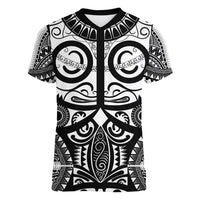 Marquesas Islands Women V-Neck T-Shirt Marquesan Tattoo Black White Color - Polynesian Pride