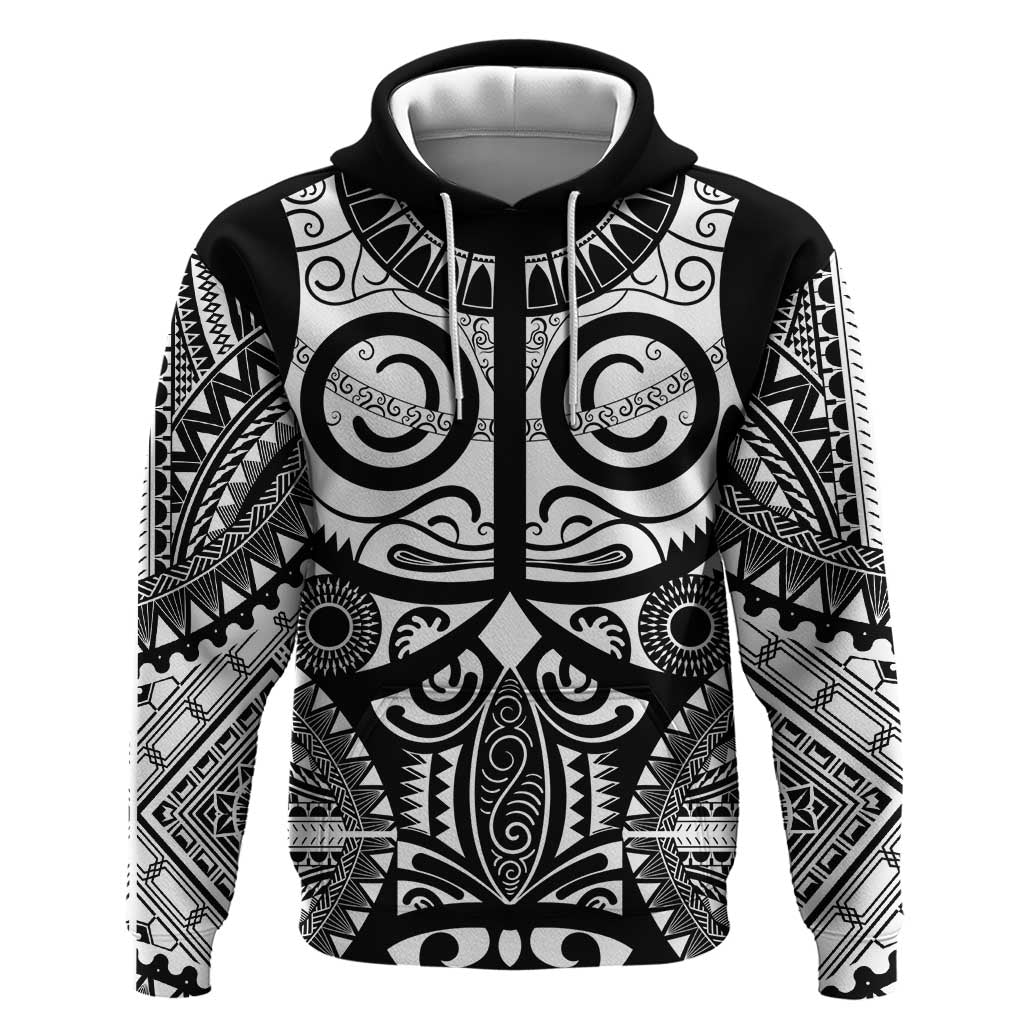 Marquesas Islands Zip Hoodie Marquesan Tattoo Black White Color - Polynesian Pride