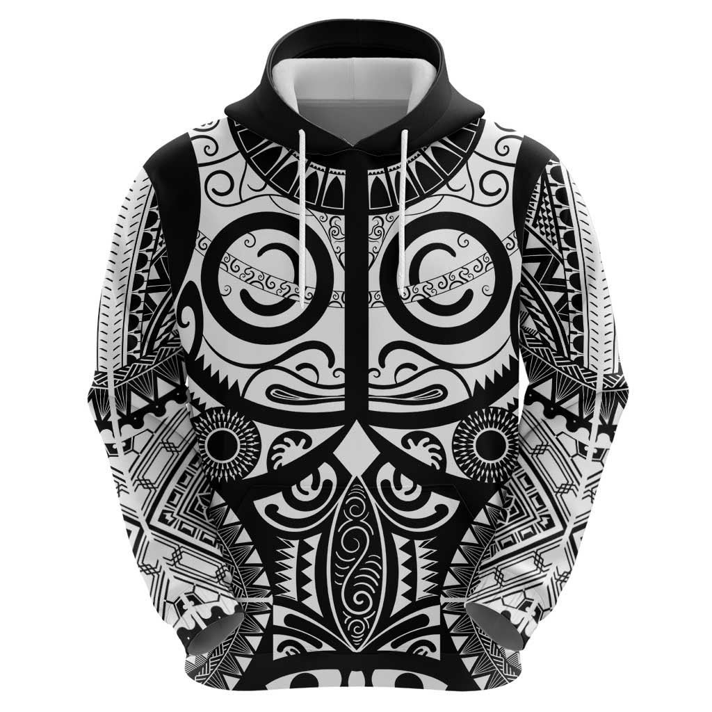 Marquesas Islands Zip Hoodie Marquesan Tattoo Black White Color - Polynesian Pride