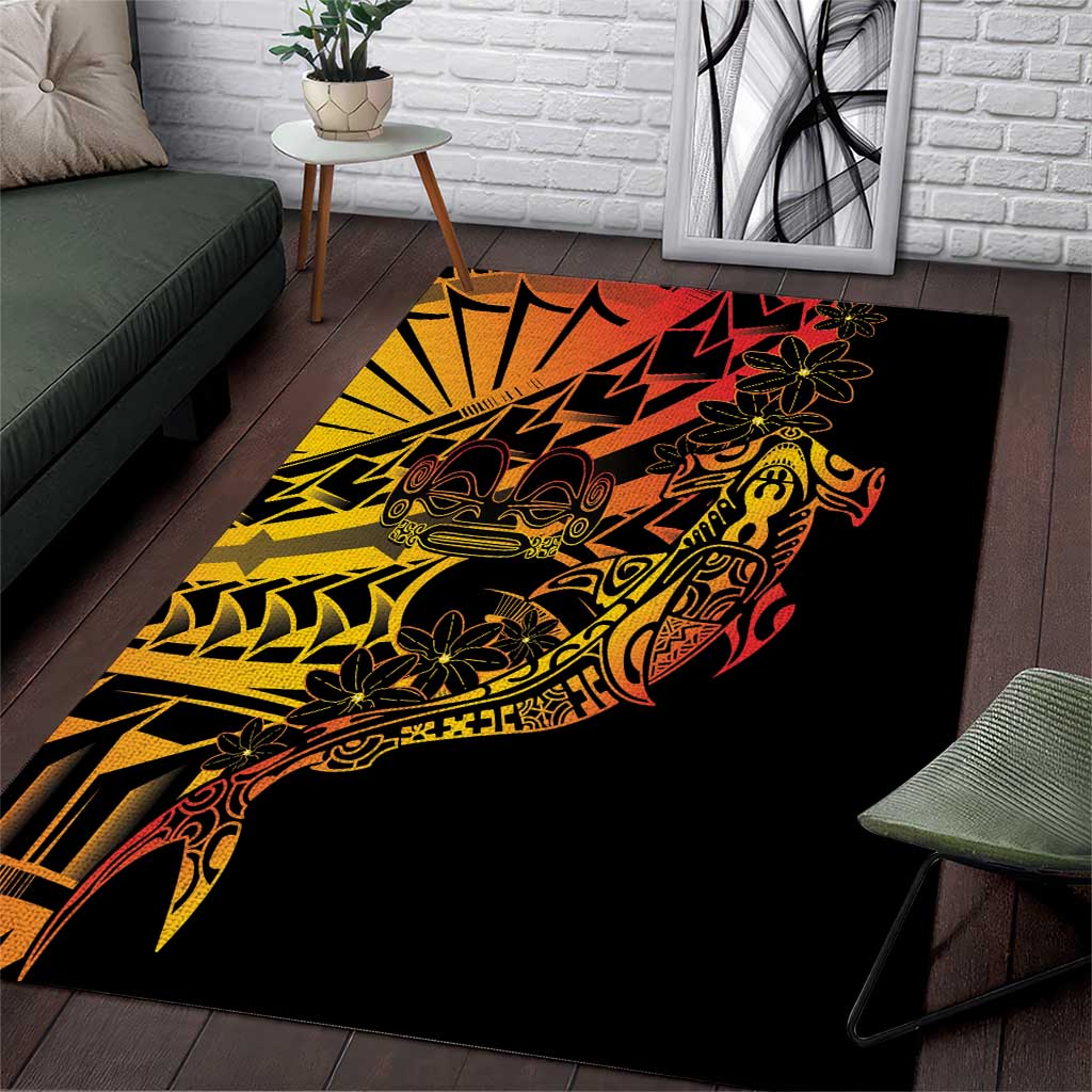 Gradient Marquesas Islands Area Rug Marquesan Matatiki Hammerhead Shark Patutiki - Polynesian Pride