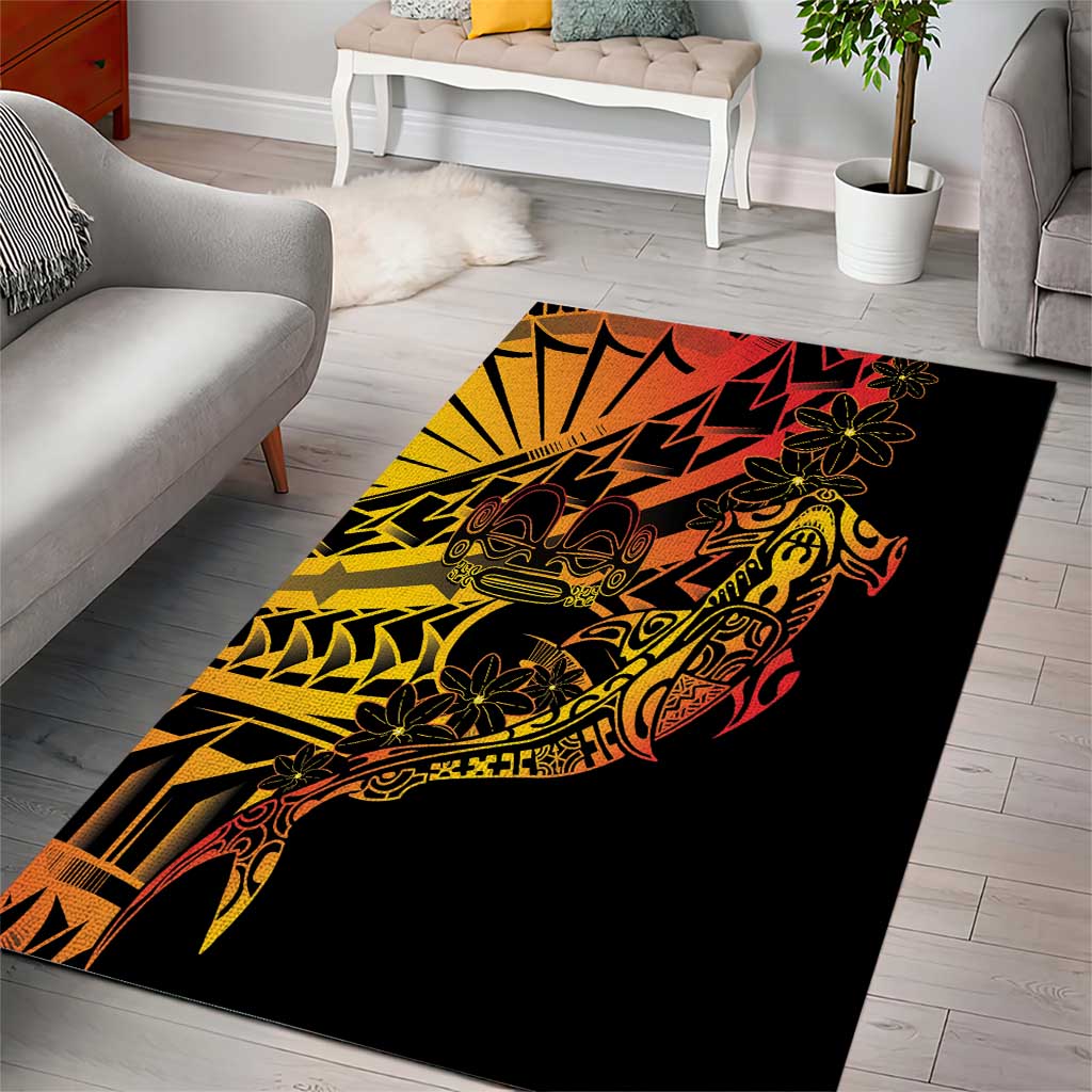 Gradient Marquesas Islands Area Rug Marquesan Matatiki Hammerhead Shark Patutiki - Polynesian Pride