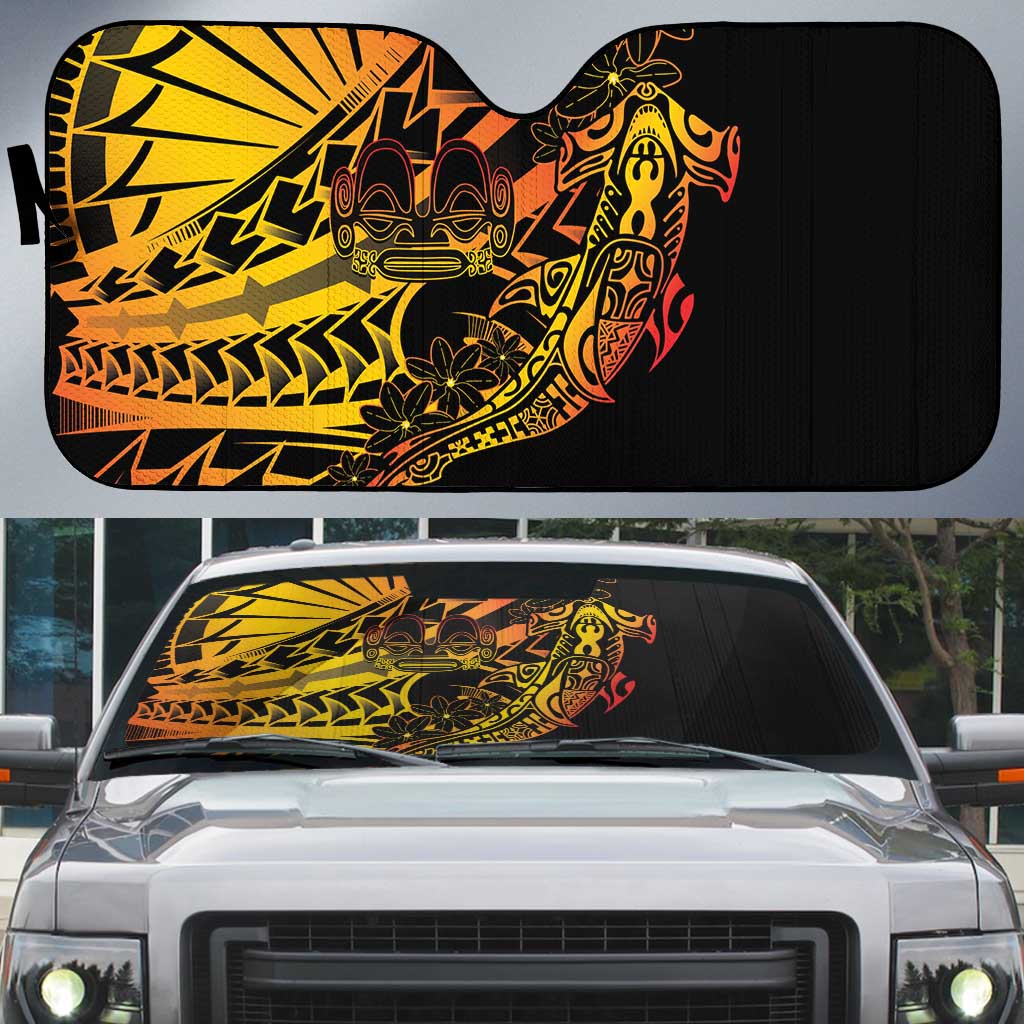 Gradient Marquesas Islands Auto Sun Shade Marquesan Matatiki Hammerhead Shark Patutiki - Polynesian Pride