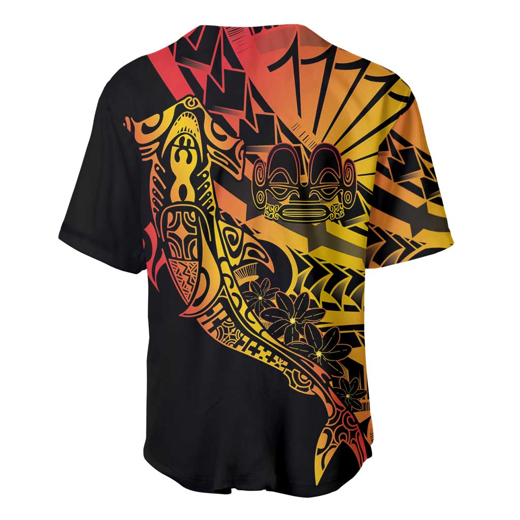 Gradient Marquesas Islands Baseball Jersey Marquesan Matatiki Hammerhead Shark Patutiki - Polynesian Pride