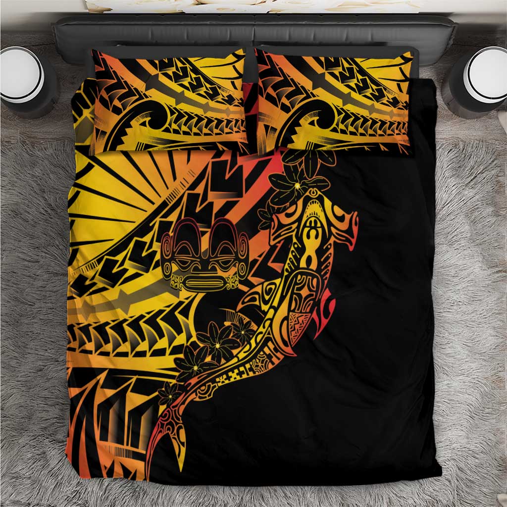 Gradient Marquesas Islands Bedding Set Marquesan Matatiki Hammerhead Shark Patutiki - Polynesian Pride
