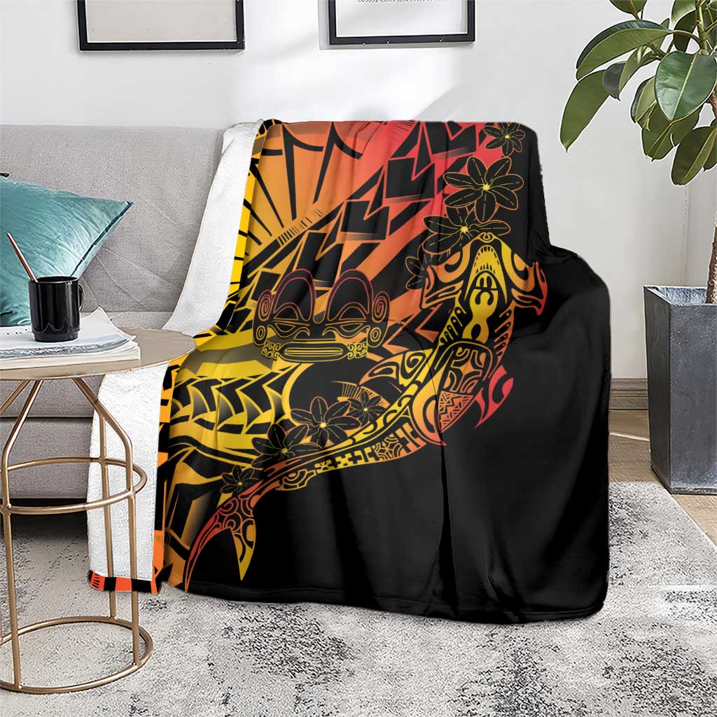 Gradient Marquesas Islands Blanket Marquesan Matatiki Hammerhead Shark Patutiki - Polynesian Pride