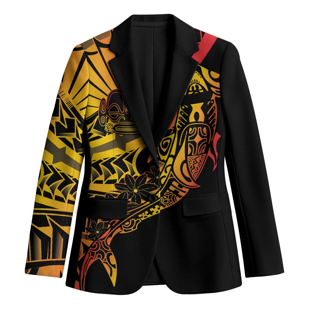 Gradient Marquesas Islands Blazer Marquesan Matatiki Hammerhead Shark Patutiki - Polynesian Pride