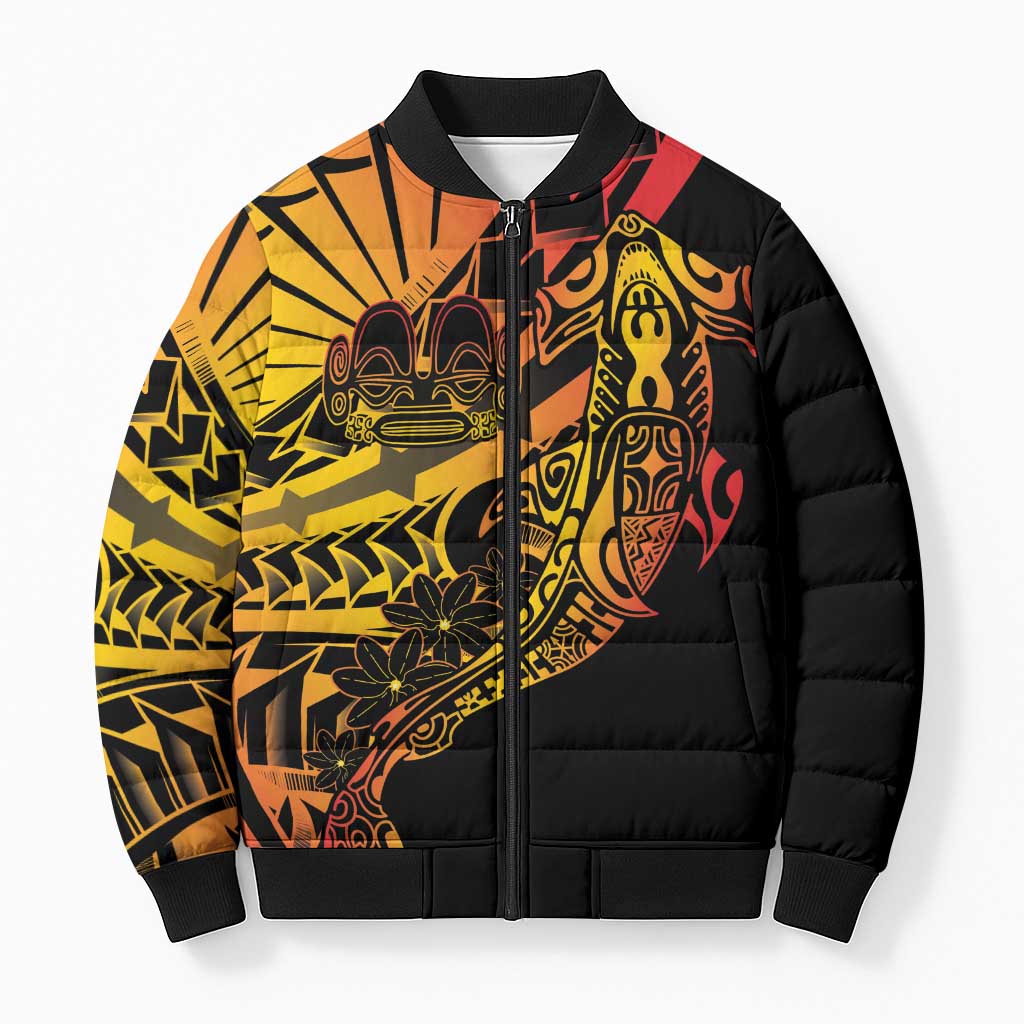 Gradient Marquesas Islands Bomber Puffer Jacket Marquesan Matatiki Hammerhead Shark Patutiki - Polynesian Pride