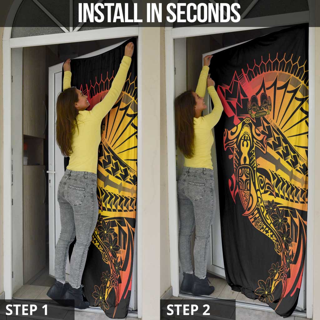 Gradient Marquesas Islands Door Cover Marquesan Matatiki Hammerhead Shark Patutiki - Polynesian Pride