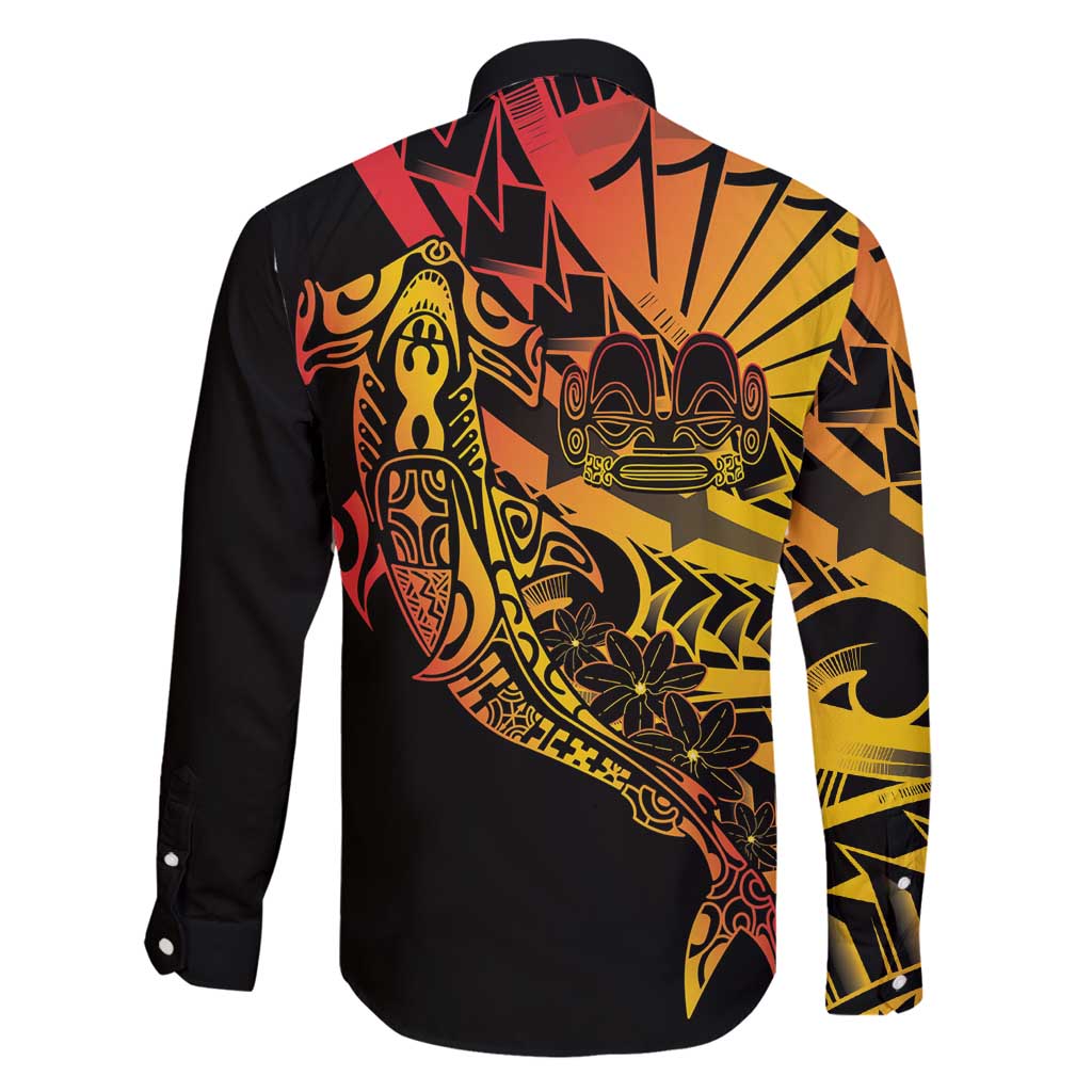 Gradient Marquesas Islands Family Matching Mermaid Dress and Hawaiian Shirt Marquesan Matatiki Hammerhead Shark Patutiki - Polynesian Pride