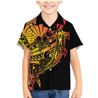 Gradient Marquesas Islands Family Matching Mermaid Dress and Hawaiian Shirt Marquesan Matatiki Hammerhead Shark Patutiki - Polynesian Pride