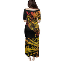 Gradient Marquesas Islands Family Matching Puletasi and Hawaiian Shirt Marquesan Matatiki Hammerhead Shark Patutiki - Polynesian Pride