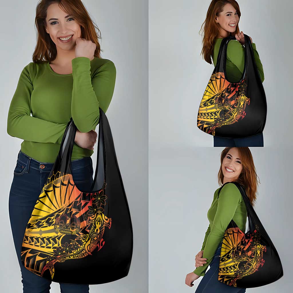 Gradient Marquesas Islands Grocery Bag Marquesan Matatiki Hammerhead Shark Patutiki - Polynesian Pride