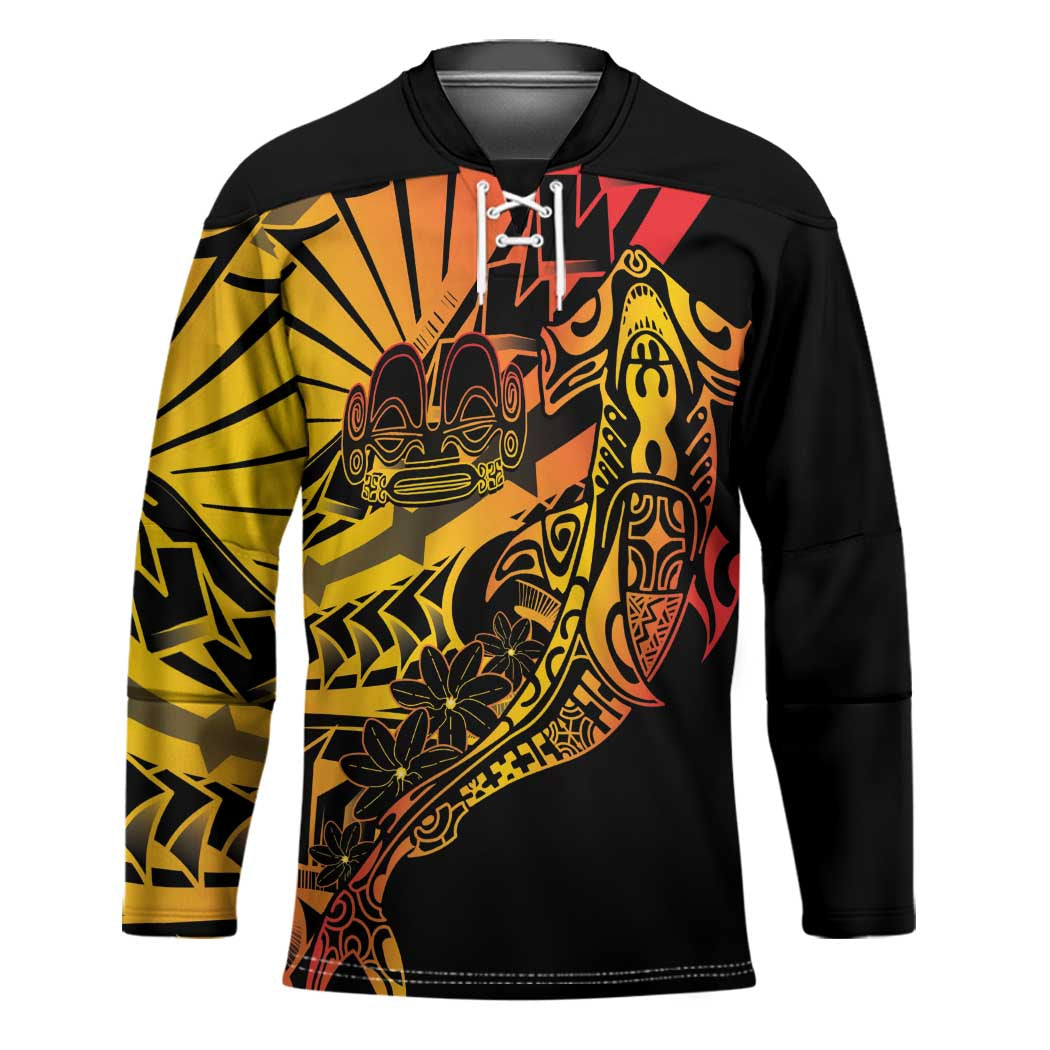 Gradient Marquesas Islands Hockey Jersey Marquesan Matatiki Hammerhead Shark Patutiki - Polynesian Pride