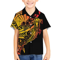 Gradient Marquesas Islands Kid Hawaiian Shirt Marquesan Matatiki Hammerhead Shark Patutiki - Polynesian Pride