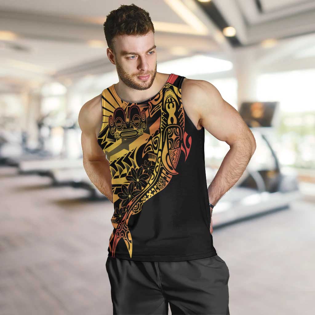 Gradient Marquesas Islands Men Tank Top Marquesan Matatiki Hammerhead Shark Patutiki - Polynesian Pride