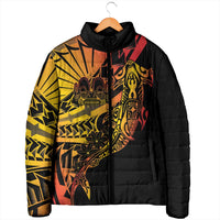 Gradient Marquesas Islands Padded Jacket Marquesan Matatiki Hammerhead Shark Patutiki - Polynesian Pride