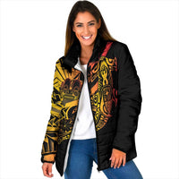Gradient Marquesas Islands Padded Jacket Marquesan Matatiki Hammerhead Shark Patutiki - Polynesian Pride