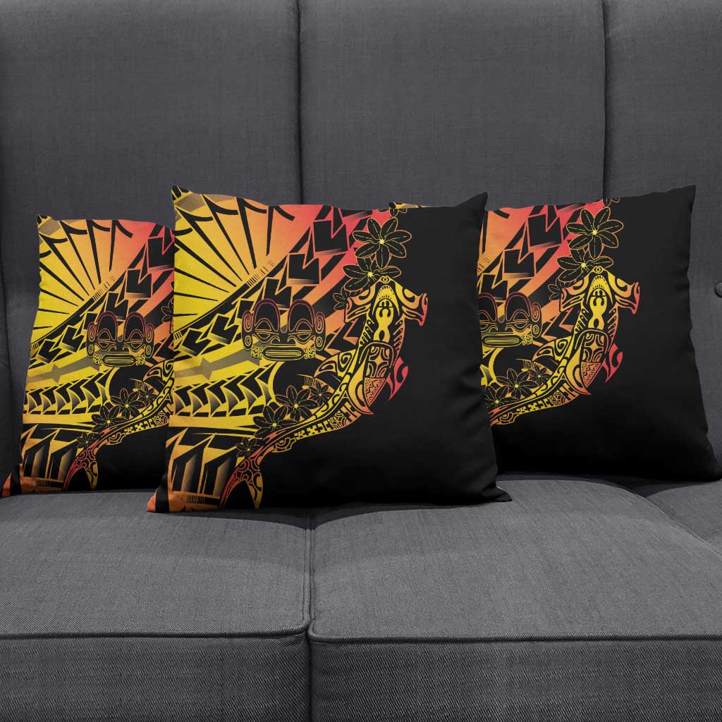 Gradient Marquesas Islands Pillow Cover Marquesan Matatiki Hammerhead Shark Patutiki - Polynesian Pride