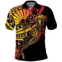Gradient Marquesas Islands Polo Shirt Marquesan Matatiki Hammerhead Shark Patutiki - Polynesian Pride