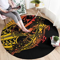 Gradient Marquesas Islands Round Carpet Marquesan Matatiki Hammerhead Shark Patutiki - Polynesian Pride