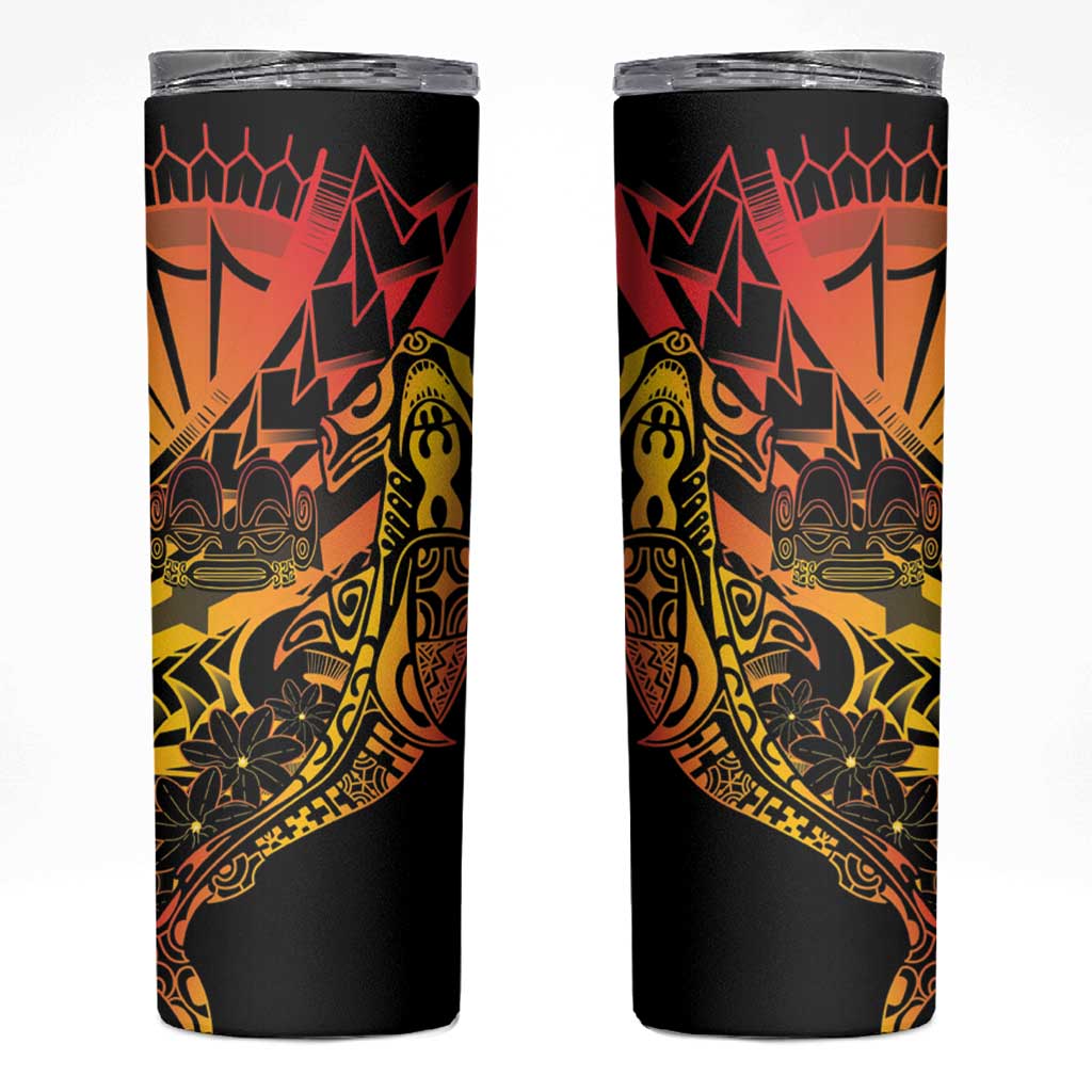 Gradient Marquesas Islands Skinny Tumbler Marquesan Matatiki Hammerhead Shark Patutiki - Polynesian Pride