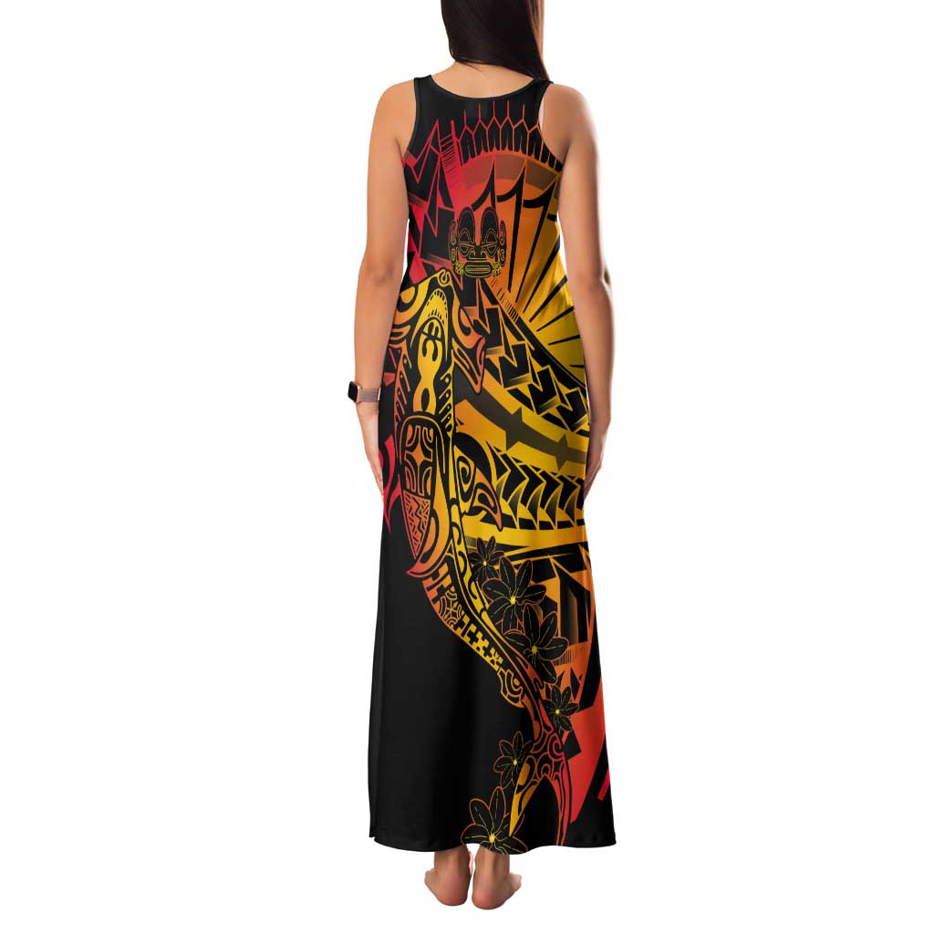 Gradient Marquesas Islands Tank Maxi Dress Marquesan Matatiki Hammerhead Shark Patutiki - Polynesian Pride