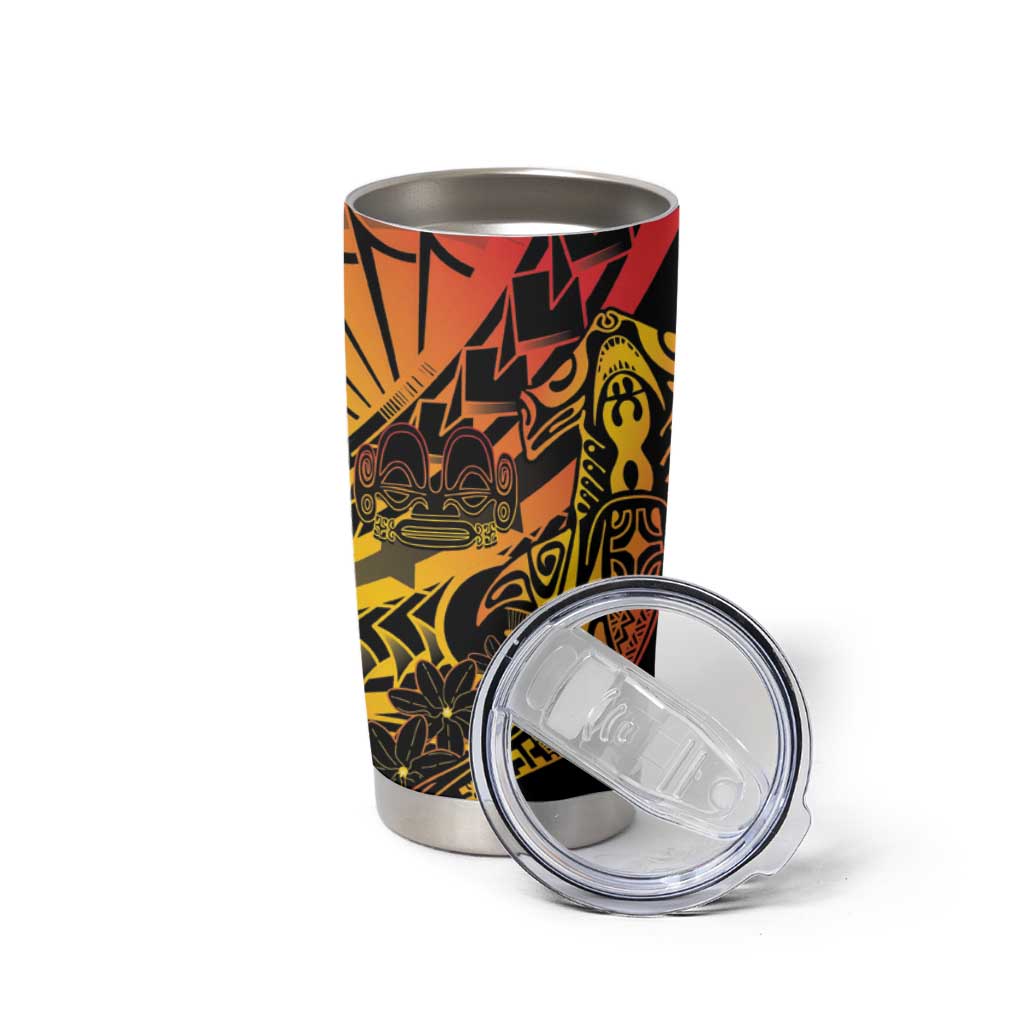 Gradient Marquesas Islands Tumbler Cup Marquesan Matatiki Hammerhead Shark Patutiki - Polynesian Pride