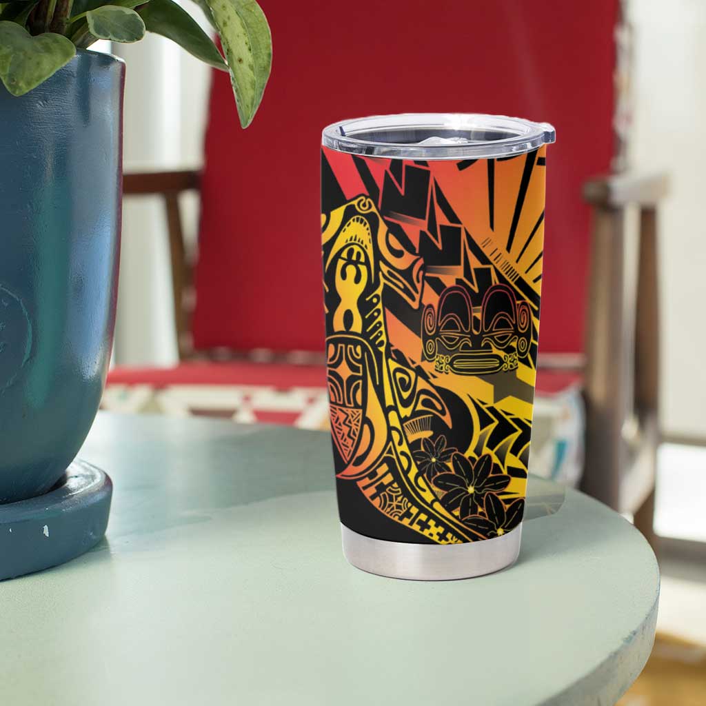 Gradient Marquesas Islands Tumbler Cup Marquesan Matatiki Hammerhead Shark Patutiki - Polynesian Pride