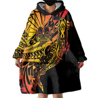 Gradient Marquesas Islands Wearable Blanket Hoodie Marquesan Matatiki Hammerhead Shark Patutiki - Polynesian Pride