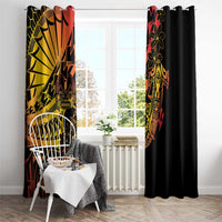 Gradient Marquesas Islands Window Curtain Marquesan Matatiki Hammerhead Shark Patutiki - Polynesian Pride