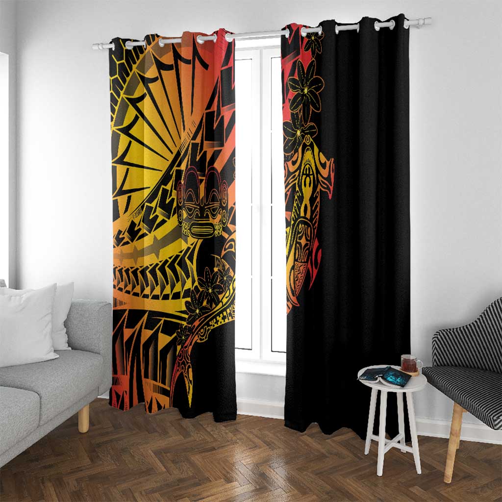 Gradient Marquesas Islands Window Curtain Marquesan Matatiki Hammerhead Shark Patutiki - Polynesian Pride