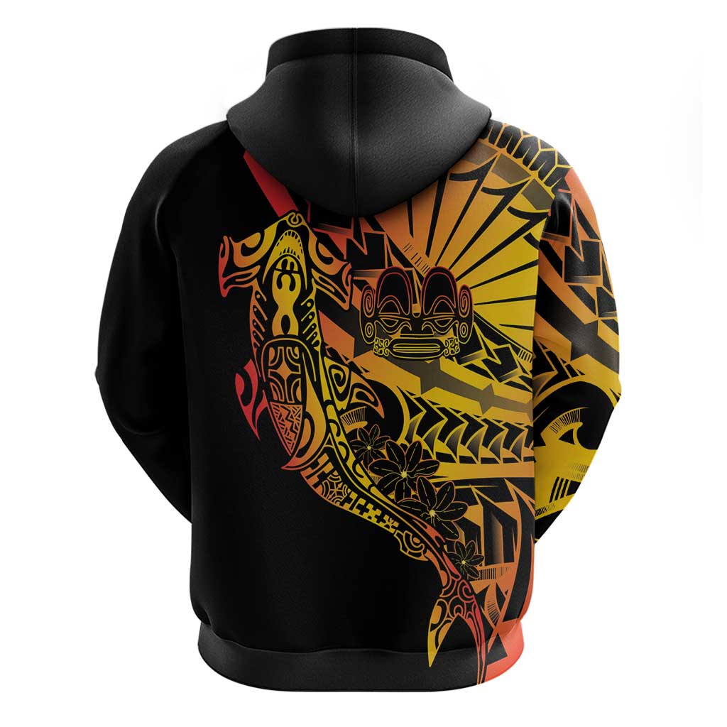Gradient Marquesas Islands Zip Hoodie Marquesan Matatiki Hammerhead Shark Patutiki - Polynesian Pride
