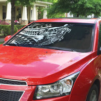 Black White Marquesas Islands Auto Sun Shade Marquesan Matatiki Hammerhead Shark Patutiki - Polynesian Pride