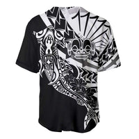 Black White Marquesas Islands Baseball Jersey Marquesan Matatiki Hammerhead Shark Patutiki - Polynesian Pride