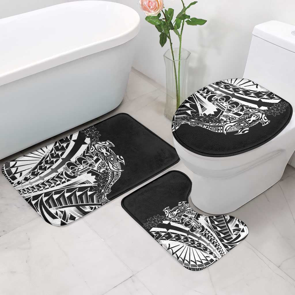 Black White Marquesas Islands Bathroom Set Marquesan Matatiki Hammerhead Shark Patutiki - Polynesian Pride