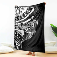 Black White Marquesas Islands Blanket Marquesan Matatiki Hammerhead Shark Patutiki - Polynesian Pride