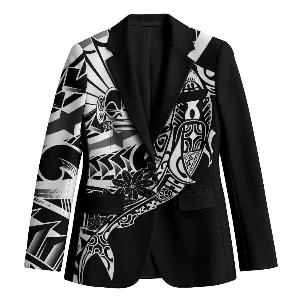 Black White Marquesas Islands Blazer Marquesan Matatiki Hammerhead Shark Patutiki - Polynesian Pride