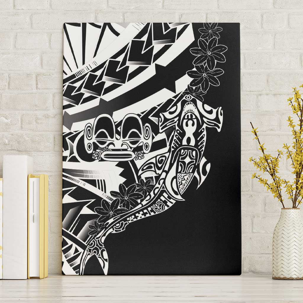 Black White Marquesas Islands Canvas Wall Art Marquesan Matatiki Hammerhead Shark Patutiki - Polynesian Pride