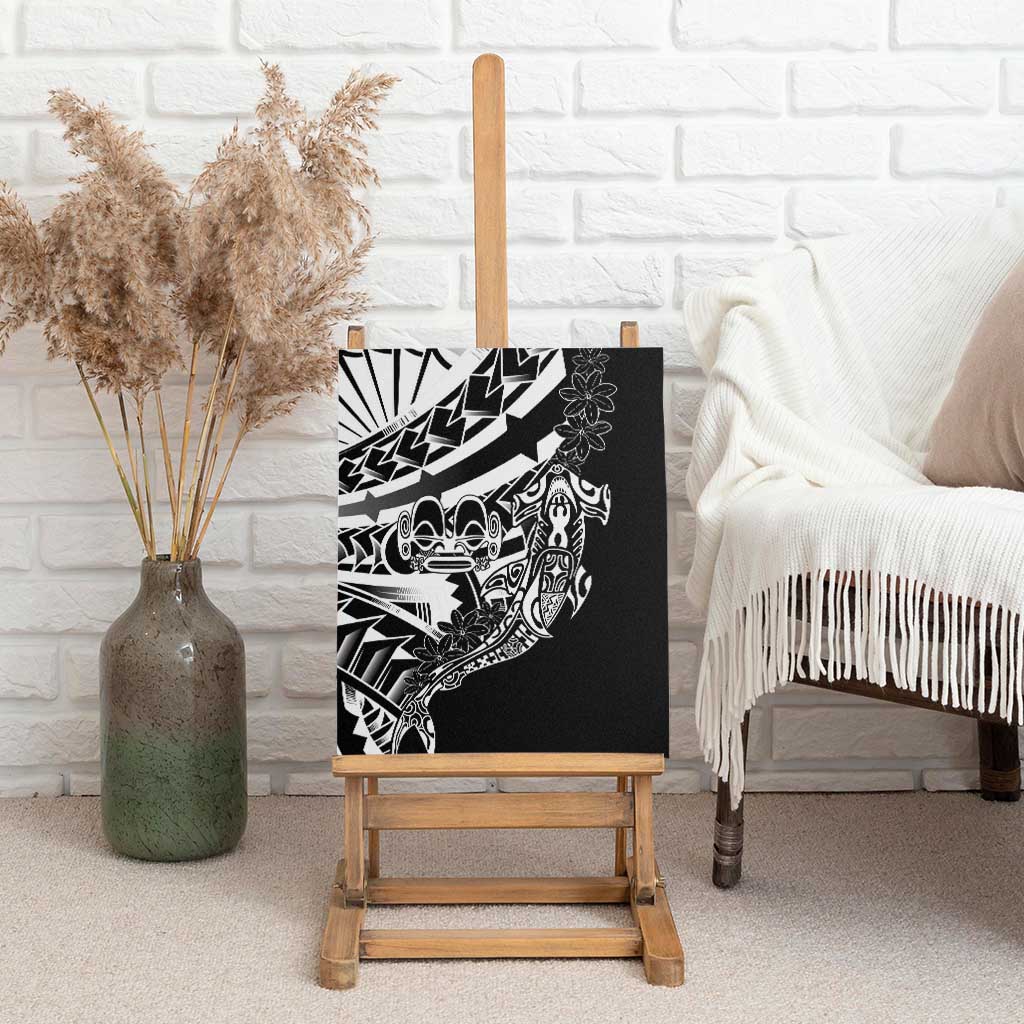 Black White Marquesas Islands Canvas Wall Art Marquesan Matatiki Hammerhead Shark Patutiki - Polynesian Pride