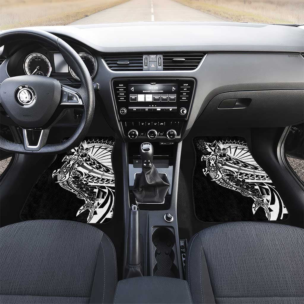 Black White Marquesas Islands Car Mats Marquesan Matatiki Hammerhead Shark Patutiki - Polynesian Pride