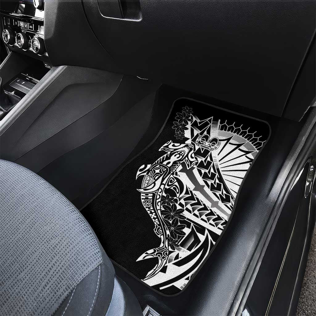 Black White Marquesas Islands Car Mats Marquesan Matatiki Hammerhead Shark Patutiki - Polynesian Pride