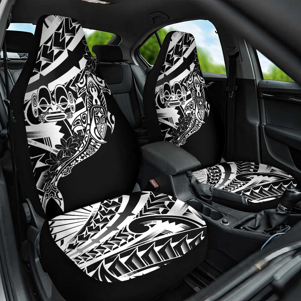 Black White Marquesas Islands Car Seat Cover Marquesan Matatiki Hammerhead Shark Patutiki - Polynesian Pride